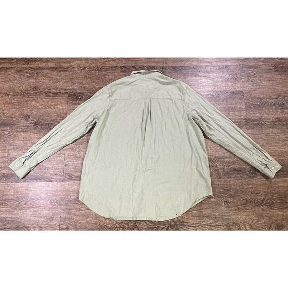 Gap Women’s Boyfriend Fit Linen Blend Button Up Shirt Pocket Sage Green Size L - Picture 7 of 7